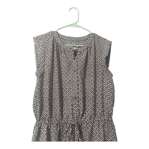 Loft Taupe/White Floral Print Cap Sleeve Dress, Medium - Picture 3 of 7